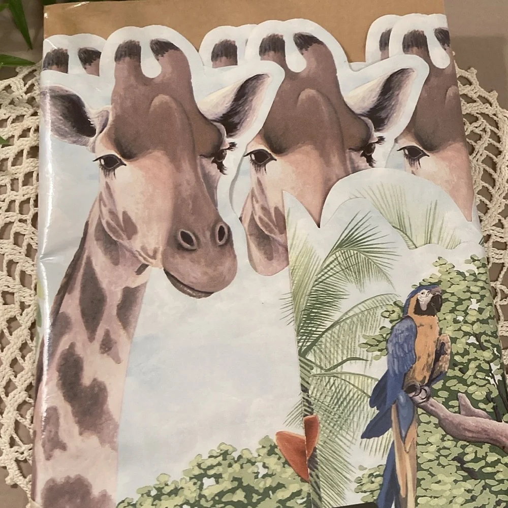 Zoo Animals Wall Border With Giraffes Elephants Zebras Parrots